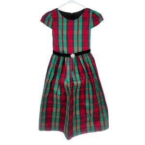Kid's Dream Plaid Dress Girls 11/12 Red Green Holiday Christmas Formal Festive